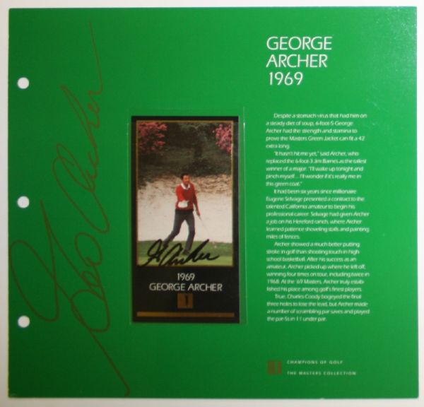 George Archer Grand Slam Ventures Album Page w/Signed Gold Foil 1969 Archer Card