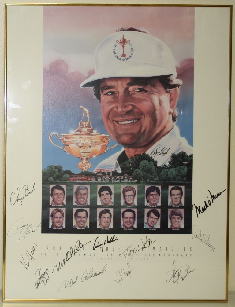 Lot Detail - 1989 Ryder Cup Poster Signed by Team and Captain - Framed