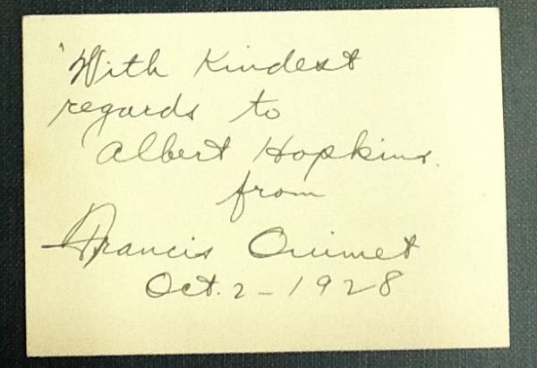 Francis Ouimet signed Cut Autograph-Inscribed 1928