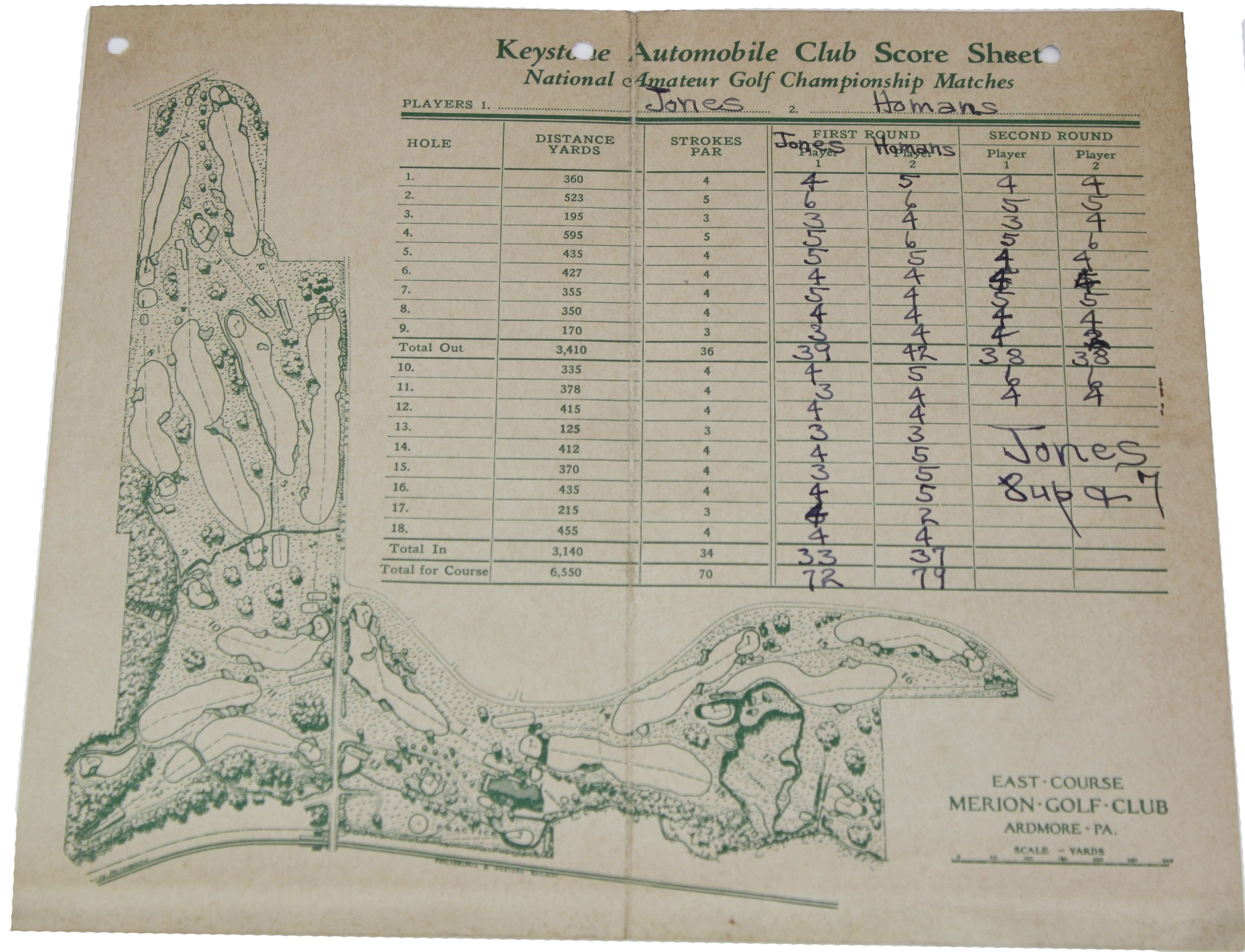 Lot Detail 1930 United States Amateur ScorecardBobby Jones Captures