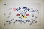 2006 US Open at Winged Foot Embroidered Flag Signed by 18 Stars including Champion Geoff Ogilvy