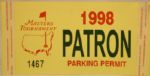 1998 Masters Parking Permit-Window Sticker Unused