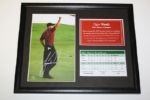 Lot of Four: Framed Upper Deck 'Tiger Woods Slam' Photos with Scorecards plus Two 3x5 Cards