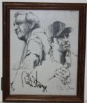 Framed Stencil Picture - Arnold Palmer and Curtis Strange signed by Strange