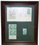 Framed Bobby Jones Stamps and 1st Day Postcard