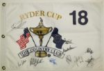 1999 Ryder Cup Team Signed Program and Flag (No Payne)