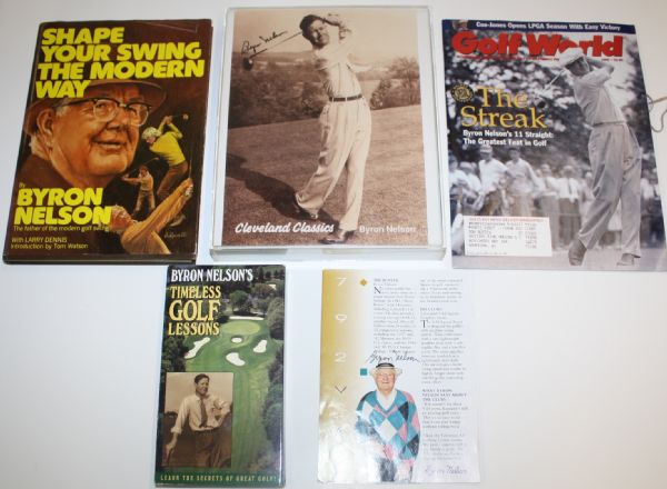 Byron Nelson Lot of 4 Items: Tape, Book, (2) Autographed items