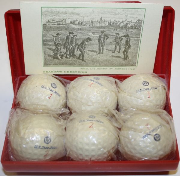 US True Blue Golf  Balls and Container - 6 Balls