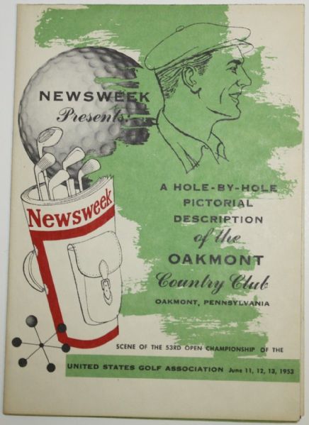 16 Page Foldout Pamphlet 1953 USGA Open-Hole by Hole Pictorial of Oakmont - Hogan Wins!