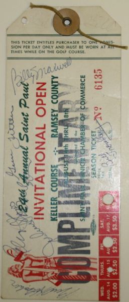 Multi-Signed 24th Annual St. Paul Invitational Open Ticket - Arnold Palmer, Art Wall, Julius Boros, etc.