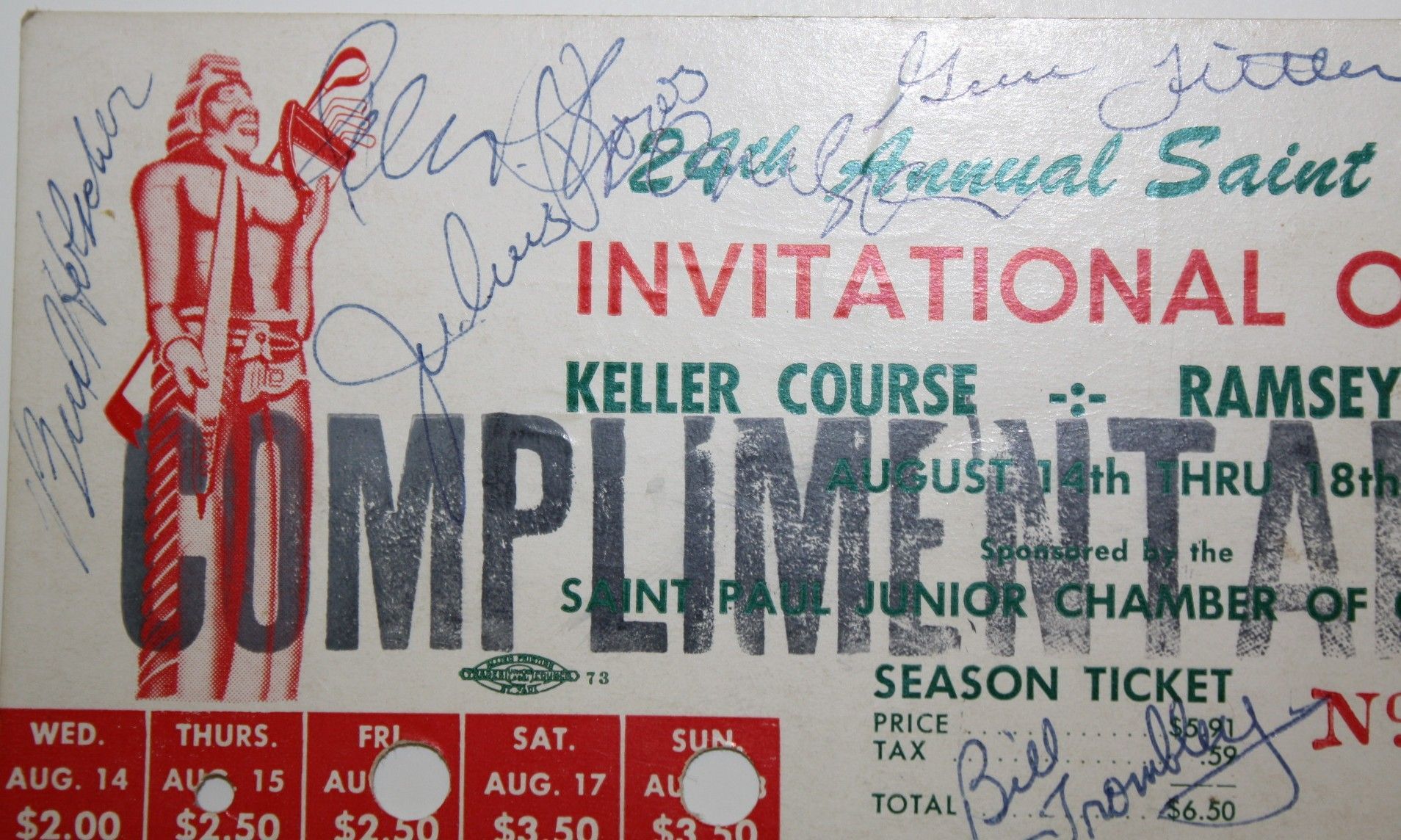 Lot Detail MultiSigned 24th Annual St. Paul Invitational Open Ticket