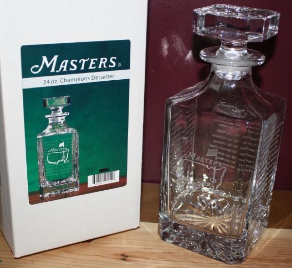 Great 24 oz Masters  Whiskey Decanter with Champions engraved on Back. 