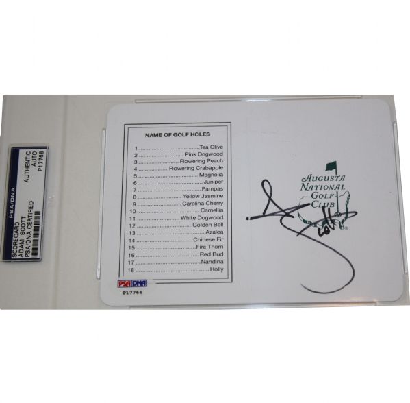 Adam Scott Signed PSA Slabbed Masters Scorecard