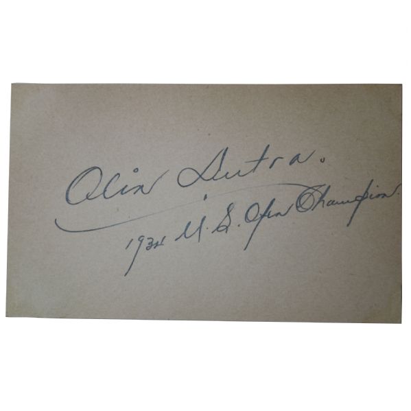 Olin Dutra 3X5 Autograph with Inscription 1934 U.S. Open Champion