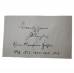 J.H. Taylor 3X5 Signature - With Inscription Open Champion Golfer 1894, 1895, 1900, 1909, and 1913