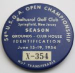 1954 US Open Grounds Badge - Baltusrol - Whitehead & Hoag Co. 