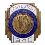 1940 US Open Contestant Pin - Lawson Little Champ-Caturbury G.C.-Penna Family Collection
