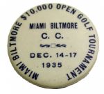 1935 Miami Open Contestant Pin - Tommy Armour Champion