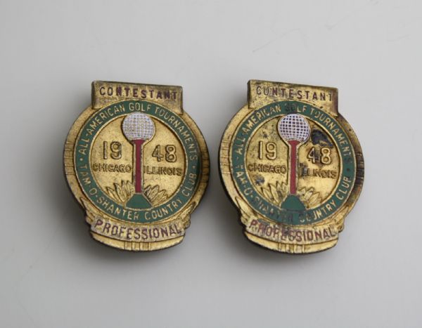 Lot of (2) 1948 All American Open Contestant Badges @ Tam OShanter-Chicago