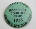 1935 Illinois State Amateur and Open Championship Pin - Rockford Country Club