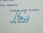 1969 Letter from Bing Crosby to Charley Penna - with Envelope TLS