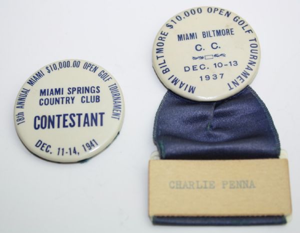 1937 and 1941 Miami Open Contestant Badges