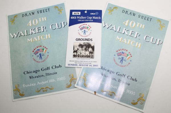 2005 Walker Cup Sunday Ticket (2) Pairing sheets-Chicago Golf Club
