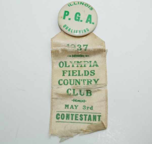1937 Illinois PGA Qualifying Contestants Badge - Olympia Fields C.C.