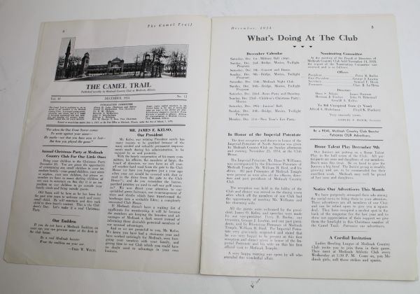 1934 Medinah CC- Club Magazine The Camel Trail- Club Pro Tommy Armour Featured 