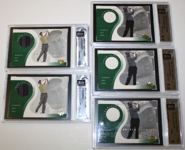 Lot of Five Graded 2001 UD Tour Threads including SP Joe Durant