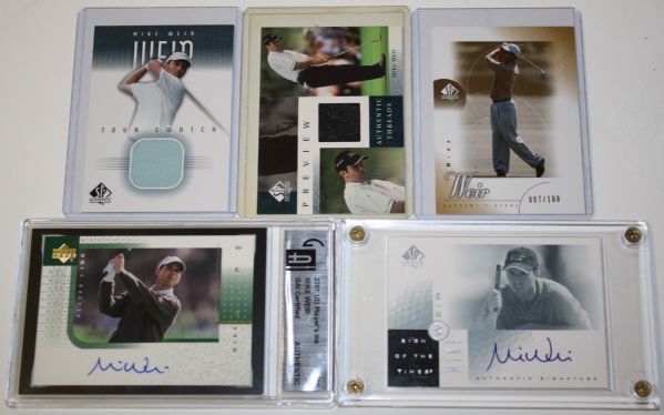 Mike Weir Insert Lot from  2 Autos 2 swatches and a #out of 100