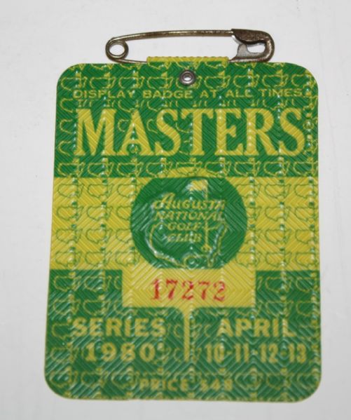1980 Masters Badge-Seve Ballesteros' 1st Masters Win
