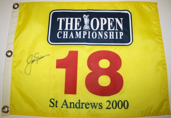 Jack Nicklaus Signed 2000 British Open Flag-His Last Appearance-Three Time Champ