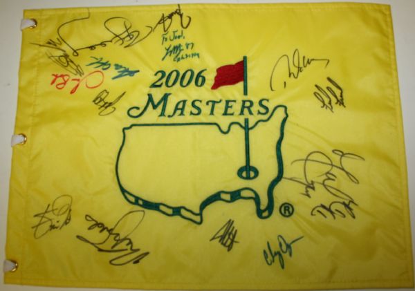 2006 Signed Masters Flag - 15 Autographs including Faldo, Mize, and others