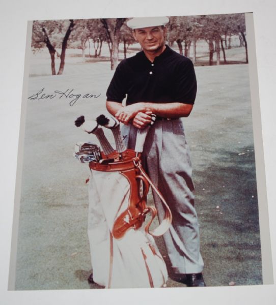 Ben Hogan Signed 8x10 Photo - With Golf Bag