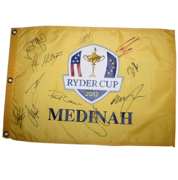 2012 Team Europe Signed Ryder Cup Flag - Medinah