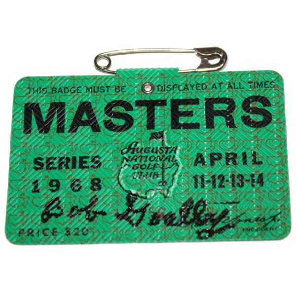 1968 Masters Badge Signed by Bob Goalby