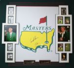Arnold Palmer and Jack Nicklaus Signed Mounted House Flag with Other Accompanying Pictures