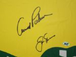 Arnold Palmer and Jack Nicklaus Signed Mounted House Flag with Other Accompanying Pictures