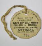 1949 Ryder Cup Ticket - "Official" Weekly Pass