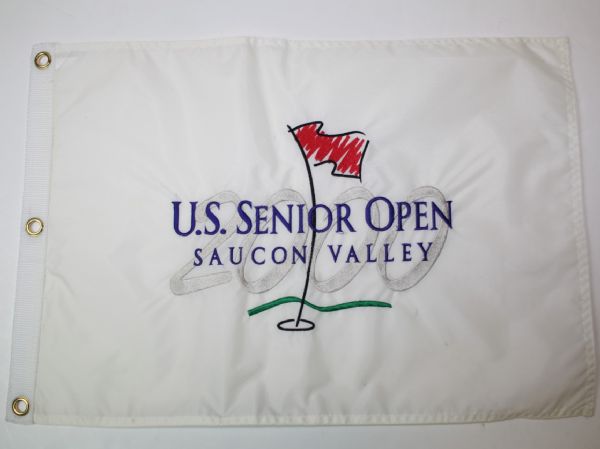 2000 Senior Open Flag - Saucon Valley: White Embroidered Flag and Yellow Screen Flag - 2 Flags
