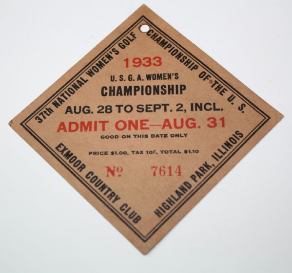1933 USGA Womens Championship Ticket