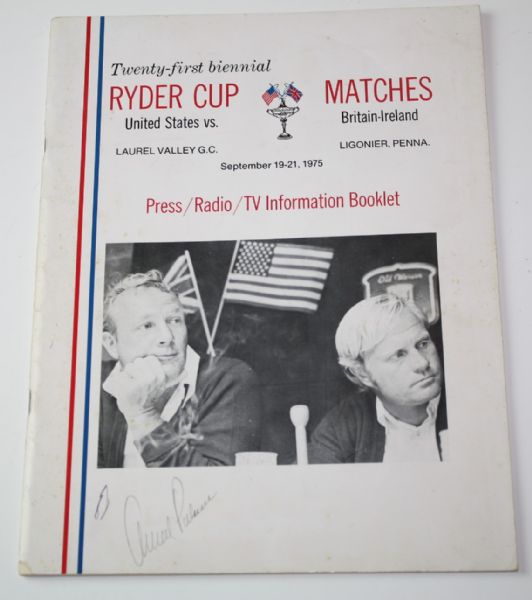 Arnold Palmer Signed 1975 Ryder Cup Media Guide