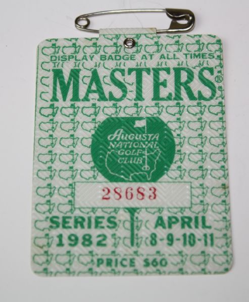 1982 Masters Badge - Craig Stadler Winner