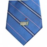 Masters Light Blue Tie with Navy and Coral Striping