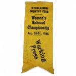 1935 Interlachen Womens National Champ Press Ribbon Signed by Glenna Collett-Vare JSA COA