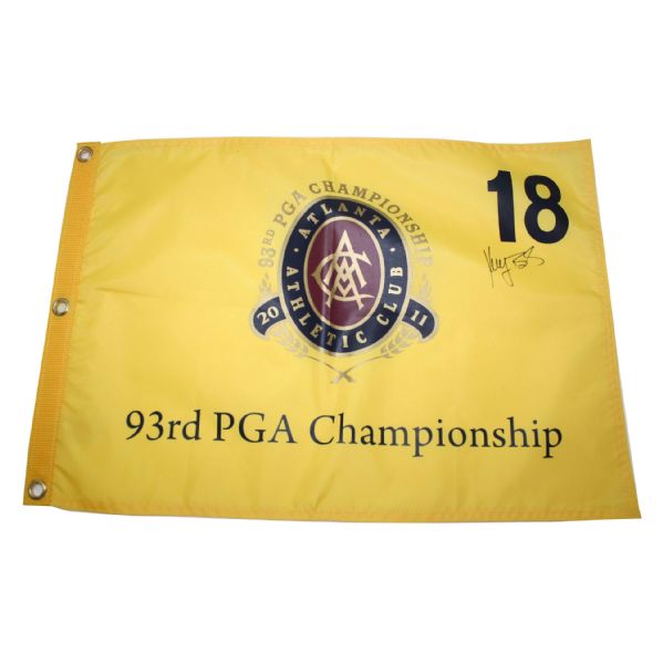 2011 Keegan Bradley Signed PGA Champ Flag and 2008 Padraig Harrington Signed PGA Champ Flag JSA COA