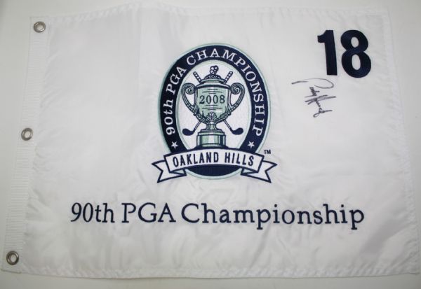 2011 Keegan Bradley Signed PGA Champ Flag and 2008 Padraig Harrington Signed PGA Champ Flag JSA COA
