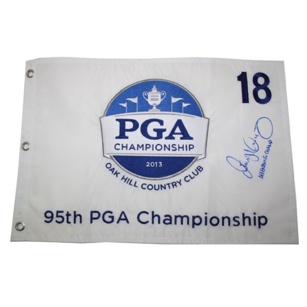 Rory McIlroy Signed 2013 PGA Champ Oak Hill Embroidered Flag - FULL AUTO! JSA COA