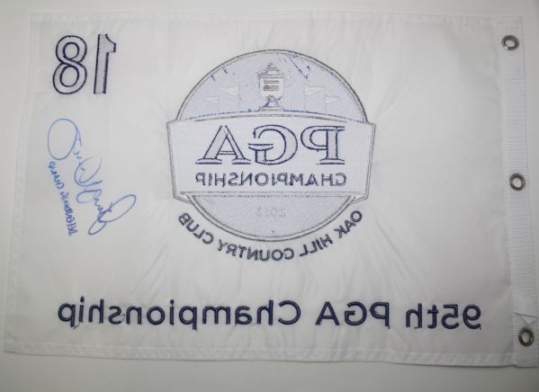 Rory McIlroy Signed 2013 PGA Champ Oak Hill Embroidered Flag - FULL AUTO! JSA COA
